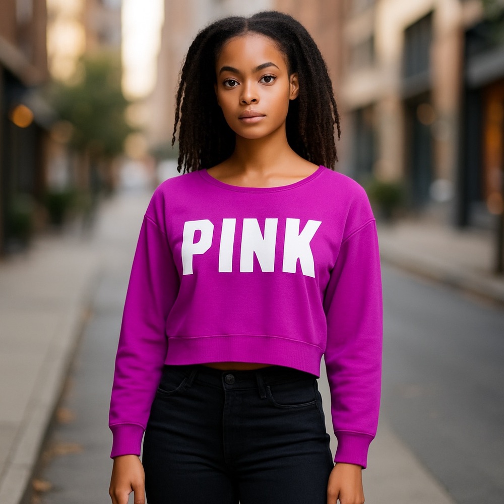 Victoria’s Secret PINK Women’s Hot Pink Wide Neck Sweatshirt Size M